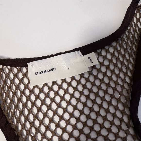 New Cultnaked Stardust Crop Sheer Top in Choco Brown Mesh Chainmail Sz M - Picture 7 of 7